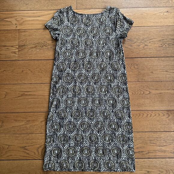 J. Jill Wearever Collection Stretch Dress Tribal SZ SP Soft Neutral Knee Midi - Picture 2 of 6